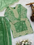 DESIGNER FENDY SILK EMBROIDERY CODING AND SEQUENCE WORK MOTHER DAUGHTER SET WEDDING WEAR WHOLESALE PRICE ETHNIC GARMENT (4)