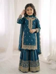 DESIGNER FENDY SILK EMBROIDERY CODING AND SEQUENCE WORK MOTHER DAUGHTER SET WEDDING WEAR WHOLESALE PRICE ETHNIC GARMENT (3)