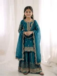 DESIGNER FENDY SILK EMBROIDERY CODING AND SEQUENCE WORK MOTHER DAUGHTER SET WEDDING WEAR WHOLESALE PRICE ETHNIC GARMENT (3)