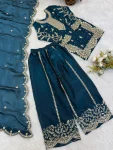DESIGNER FENDY SILK EMBROIDERY CODING AND SEQUENCE WORK MOTHER DAUGHTER SET WEDDING WEAR WHOLESALE PRICE ETHNIC GARMENT (3)