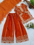 DESIGNER FENDY SILK EMBROIDERY CODING AND SEQUENCE WORK MOTHER DAUGHTER SET WEDDING WEAR WHOLESALE PRICE ETHNIC GARMENT (1)