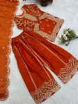 DESIGNER FENDY SILK EMBROIDERY CODING AND SEQUENCE WORK MOTHER DAUGHTER SET WEDDING WEAR WHOLESALE PRICE ETHNIC GARMENT (1)