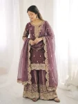 DESIGNER FENDY SILK EMBROIDERY CODING AND SEQUENCE WORK TOP PALAZZO WITH DUPATTA FESTIVE WEAR WHOLESALE PRICE ETHNIC GARMENT (32)