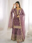 DESIGNER FENDY SILK EMBROIDERY CODING AND SEQUENCE WORK TOP PALAZZO WITH DUPATTA FESTIVE WEAR WHOLESALE PRICE ETHNIC GARMENT (32)