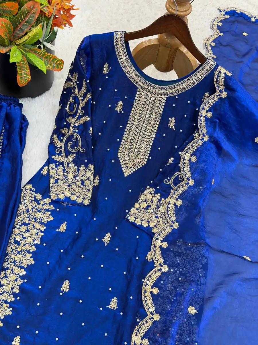 DESIGNER FENDY SILK EMBROIDERY CODING AND SEQUENCE WORK TOP PALAZZO WITH DUPATTA FESTIVE WEAR WHOLESALE PRICE ETHNIC GARMENT (41)