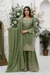 DESIGNER FENDY SILK EMBROIDERY SEQUENCE WITH CODING WORK TOP PALAZZO WITH DUPATTA WEDDING WEAR WHOLESALE PRICE ETHNIC GARMENT (32)