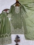 DESIGNER FENDY SILK EMBROIDERY SEQUENCE WITH CODING WORK TOP PALAZZO WITH DUPATTA WEDDING WEAR WHOLESALE PRICE ETHNIC GARMENT (32)