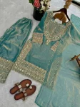 DESIGNER FENDY SILK EMBROIDERY SEQUENCE WITH LACE BORDER WORK TOP PALAZZO WITH DUPATTA FESTIVE WEAR WHOLESALE PRICE ETHNIC GARMENT (3)
