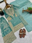 DESIGNER FENDY SILK EMBROIDERY SEQUENCE WITH LACE BORDER WORK TOP PALAZZO WITH DUPATTA FESTIVE WEAR WHOLESALE PRICE ETHNIC GARMENT (3)