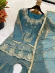 DESIGNER FENDY SILK EMBROIDERY SEQUENCE WITH ZARKAN DIAMOND WORK TOP SHARARA WITH DUPATTA FESTIVE WEAR WHOLESALE PRICE ETHNIC GARMENT (2)