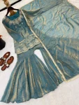 DESIGNER FENDY SILK EMBROIDERY SEQUENCE WITH ZARKAN DIAMOND WORK TOP SHARARA WITH DUPATTA FESTIVE WEAR WHOLESALE PRICE ETHNIC GARMENT (2)