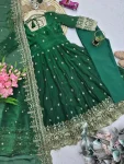 DESIGNER FENDY SILK EMBROIDERY SEQUENCE WORK GOWN BOTTOM WITH DUPATTA FESTIVE WEAR WHOLESALE PRICE ETHNIC GARMENT (9)