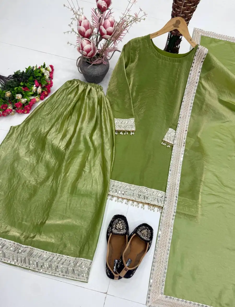 DESIGNER FENDY SILK EMBROIDERY SEQUENCE WORK TOP PALAZZO WITH DUPATTA FESTIVE WEAR WHOLESALE PRICE ETHNIC GARMENT (1)