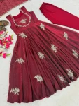 DESIGNER FENDY SILK EMBROIDERY WORK GOWN BOTTOM WITH DUPATTA WEDDING WEAR WHOLESALE PRICE ETHNIC GARMENT (5)