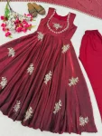 DESIGNER FENDY SILK EMBROIDERY WORK GOWN BOTTOM WITH DUPATTA WEDDING WEAR WHOLESALE PRICE ETHNIC GARMENT (5)