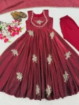 DESIGNER FENDY SILK EMBROIDERY WORK GOWN BOTTOM WITH DUPATTA WEDDING WEAR WHOLESALE PRICE ETHNIC GARMENT (5)