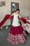 DESIGNER FENDY SILK MIRROR WORK TOP LEHENGA WITH DUPATTA WEDDING WEAR WHOLESALE PRICE ETHNIC GARMENT (4)