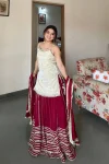DESIGNER FENDY SILK MIRROR WORK TOP LEHENGA WITH DUPATTA WEDDING WEAR WHOLESALE PRICE ETHNIC GARMENT (4)