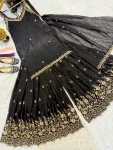 DESIGNER FENDY SILK SEQUENCE MULTI NEEDLE EMBROIDERY, ZARI WORK TOP PALAZZO WITH DUPATTA WEDDING WEAR WHOLESALE PRICE ETHNIC GARMENT (2)