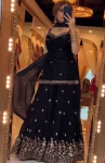 DESIGNER FENDY SILK SEQUENCE MULTI NEEDLE EMBROIDERY, ZARI WORK TOP PALAZZO WITH DUPATTA WEDDING WEAR WHOLESALE PRICE ETHNIC GARMENT (2)