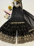 DESIGNER FENDY SILK SEQUENCE MULTI NEEDLE EMBROIDERY, ZARI WORK TOP PALAZZO WITH DUPATTA WEDDING WEAR WHOLESALE PRICE ETHNIC GARMENT (2)