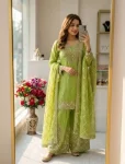 DESIGNER FENDY SILK SEQUENCES WORK TOP PALAZZO WITH DUPATTA FESTIVE WEAR WHOLESALE PRICE ETHNIC GARMENT (2)