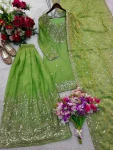 DESIGNER FENDY SILK SEQUENCES WORK TOP PALAZZO WITH DUPATTA FESTIVE WEAR WHOLESALE PRICE ETHNIC GARMENT (2)