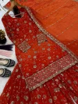 DESIGNER FENDY SILK THREAD WITH 3 MM SEQUENCE MULTI NEEDLE EMBROIDERY, ZARI WORK TOP PALAZZO WITH DUPATTA FESTIVE WEAR WHOLESALE PRICE ETHNIC GARMENT (4)