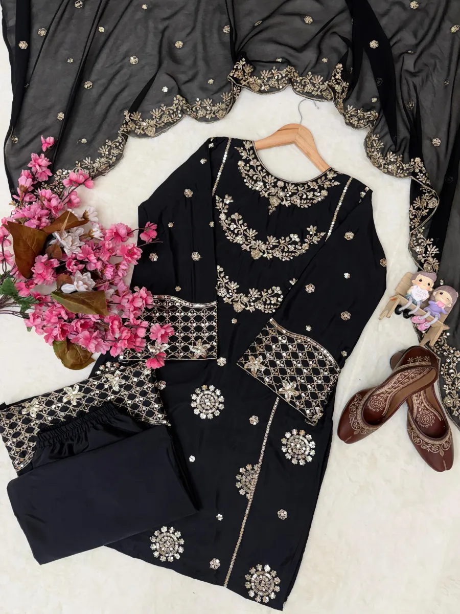 DESIGNER FRENCH CREPE ZARI & 5 MM SEQUENCE EMBROIDERY WORK TOP PALAZZO WITH DUPATTA FESTIVE WEAR WHOLESALE PRICE ETHNIC GARMENT (17)