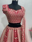 DESIGNER GEORGETTE CHAIN SEQUENCE WITH DIMOND OR REAL MIRROR HAND WORK LEHENGA CHOLI WITH DUPATTA WEDDING WEAR WHOLESALE PRICE ETHNIC GARMENT (3)