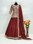 DESIGNER GEORGETTE CHAIN SEQUENCE WORK TOP LEHENGA WITH DUPATTA FESTIVE WEAR WHOLESALE PRICE ETHNIC GARMENT (3)