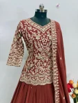 DESIGNER GEORGETTE CHAIN SEQUENCE WORK TOP LEHENGA WITH DUPATTA FESTIVE WEAR WHOLESALE PRICE ETHNIC GARMENT (3)