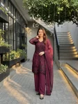 DESIGNER GEORGETTE CHAIN SEQUENCE WORK WITH FANCY VAL LACE BORDER WORK TOP PALAZZO WITH DUPATTA FESTIVE WEAR WHOLESALE PRICE ETHNIC GARMENT (2)