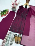 DESIGNER GEORGETTE CHAIN SEQUENCE WORK WITH FANCY VAL LACE BORDER WORK TOP PALAZZO WITH DUPATTA FESTIVE WEAR WHOLESALE PRICE ETHNIC GARMENT (2)