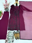 DESIGNER GEORGETTE CHAIN SEQUENCE WORK WITH FANCY VAL LACE BORDER WORK TOP PALAZZO WITH DUPATTA FESTIVE WEAR WHOLESALE PRICE ETHNIC GARMENT (2)
