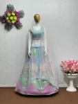 DESIGNER GEORGETTE CHAIN SEQUNCE WITH REAL MIRROR WORK LEHENGA CHOLI WITH DUPATTA WEDDING WEAR WHOLESALE PRICE ETHNIC GARMENT (3)