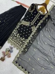 DESIGNER GEORGETTE EMBROIDERY AND SEQUENCE WORK WITH CUT WORK TOP PALAZZO WITH DUPATTA WEDDING WEAR WHOLESALE PRICE ETHNIC GARMENT (9)