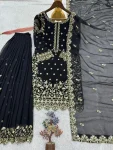 DESIGNER GEORGETTE EMBROIDERY AND SEQUENCE WORK WITH CUT WORK TOP PALAZZO WITH DUPATTA WEDDING WEAR WHOLESALE PRICE ETHNIC GARMENT (9)