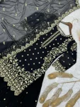 DESIGNER GEORGETTE EMBROIDERY AND SEQUENCE WORK WITH CUT WORK TOP PALAZZO WITH DUPATTA WEDDING WEAR WHOLESALE PRICE ETHNIC GARMENT (9)
