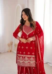 DESIGNER GEORGETTE EMBROIDERY DORI,JARI,SEQUENCE AND THREAD WORK TOP PALAZZO WITH DUPATTA FESTIVE WEAR WHOLESALE PRICE ETHNIC GARMENT (2)