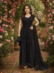 DESIGNER GEORGETTE EMBROIDERY SEQUENCE +BEADS WORK TOP PALAZZO WITH DUPATTA BLACK