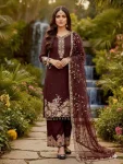 DESIGNER GEORGETTE EMBROIDERY SEQUENCE WITH PEARL MOTI HAND WORK AND FANCY LACE BORDER WORK TOP PALAZZO WITH DUPATTA FESTIVE WEAR WHOLESALE PRICE ETHNIC GARMENT (3)