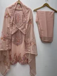 DESIGNER GEORGETTE EMBROIDERY SEQUENCE WORK TOP BOTTOM WITH DUPATTA FESTIVE WEAR WHOLESALE PRICE ETHNIC GARMENT (2)