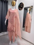 DESIGNER GEORGETTE EMBROIDERY SEQUENCE WORK TOP BOTTOM WITH DUPATTA FESTIVE WEAR WHOLESALE PRICE ETHNIC GARMENT (2)