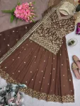 DESIGNER GEORGETTE EMBROIDERY SEQUENCE WORK TOP LEHENGA WITH DUPATTA WEDDING WEAR WHOLESALE PRICE ETHNIC GARMENT (6)