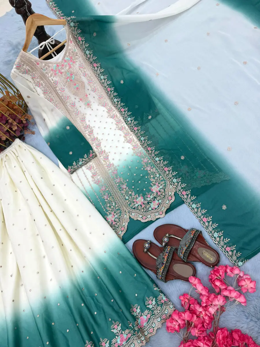 DESIGNER GEORGETTE EMBROIDERY THREAD WORK TOP PALAZZO WITH DUPATTA FESTIVE WEAR WHOLESALE PRICE ETHNIC GARMENT (12)