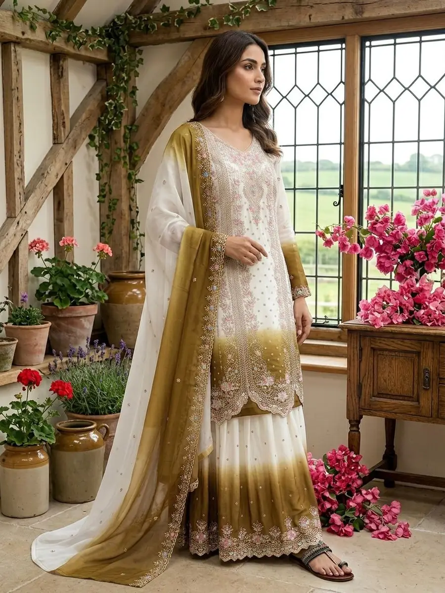 DESIGNER GEORGETTE EMBROIDERY THREAD WORK TOP PALAZZO WITH DUPATTA FESTIVE WEAR WHOLESALE PRICE ETHNIC GARMENT (3)