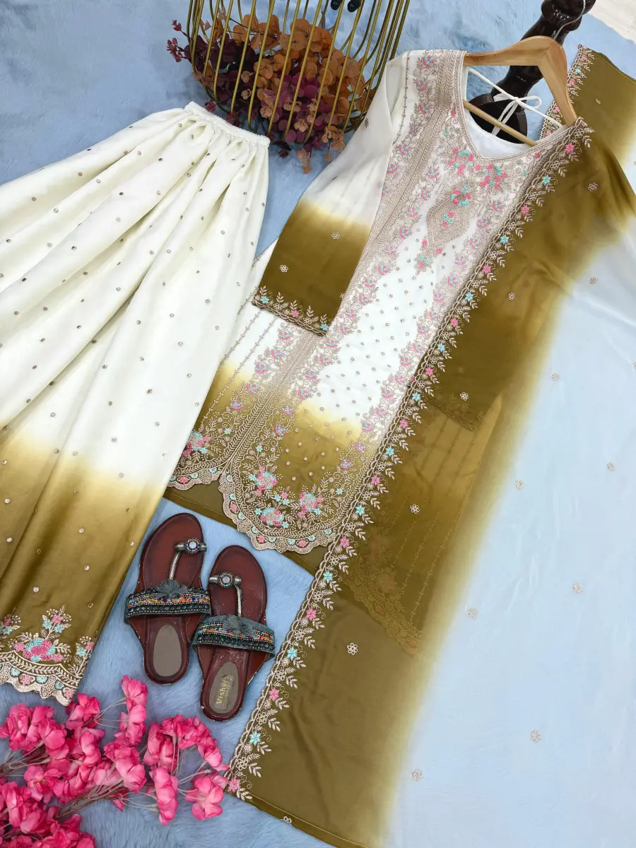 DESIGNER GEORGETTE EMBROIDERY THREAD WORK TOP PALAZZO WITH DUPATTA FESTIVE WEAR WHOLESALE PRICE ETHNIC GARMENT (6)