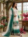 DESIGNER GEORGETTE EMBROIDERY THREAD WORK TOP PALAZZO WITH DUPATTA FESTIVE WEAR WHOLESALE PRICE ETHNIC GARMENT (10)
