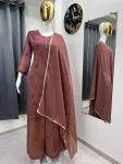 DESIGNER GEORGETTE EMBROIDERY WORK TOP PALAZZO WITH DUPATTA OFFICE WEAR WHOLESALE PRICE ETHNIC GARMENT (2)